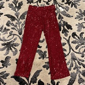 Sparkle and shine vince camuto wine red sequin pants size medium